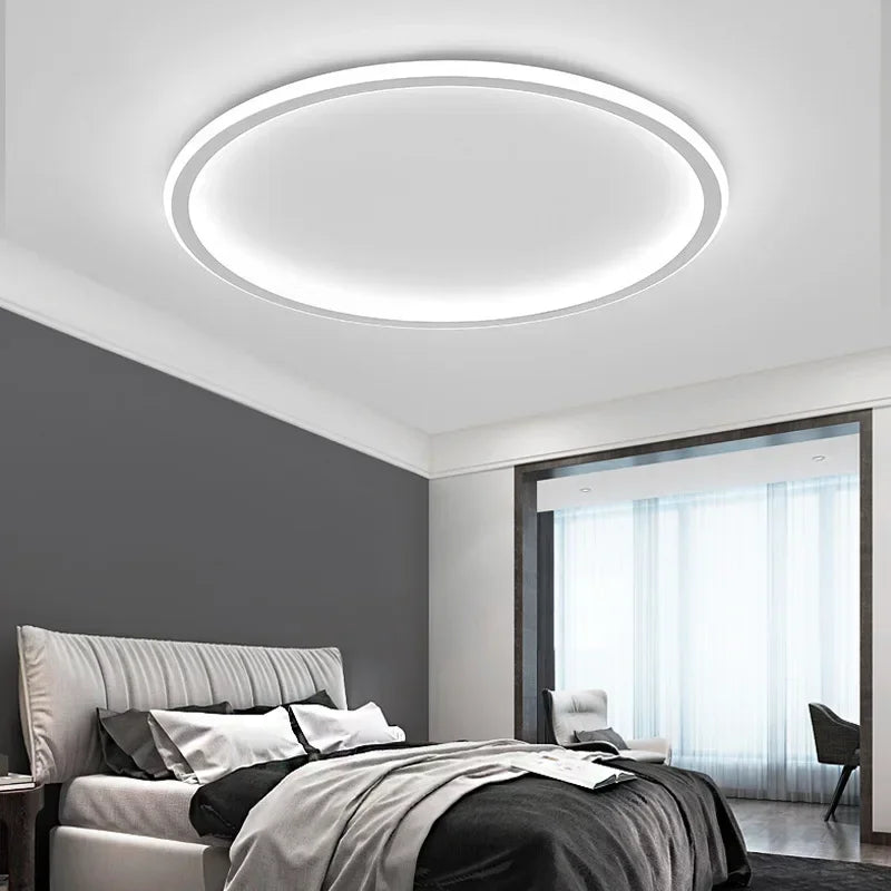 Scandinavian Round Ceiling Lamp for Modern Interiors – Minimalist LED Ceiling Light for Living Room, Bedroom and Hallway