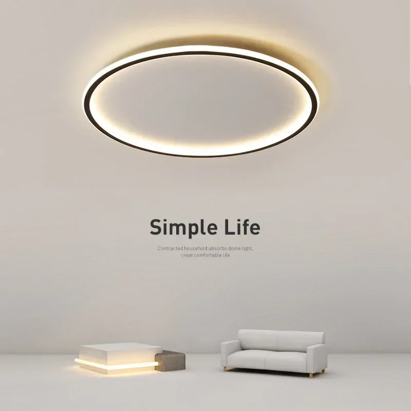 Scandinavian Round Ceiling Lamp for Modern Interiors – Minimalist LED Ceiling Light for Living Room, Bedroom and Hallway