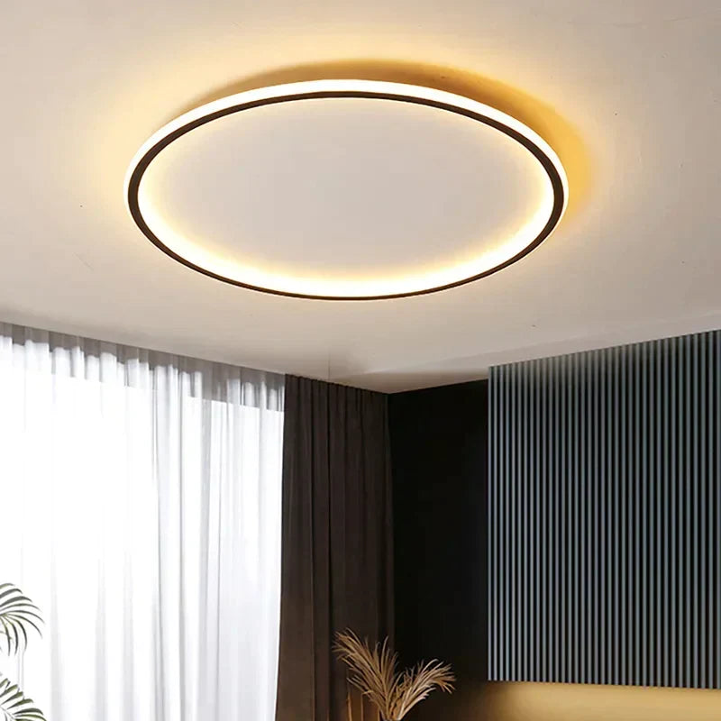 Scandinavian Round Ceiling Lamp for Modern Interiors – Minimalist LED Ceiling Light for Living Room, Bedroom and Hallway