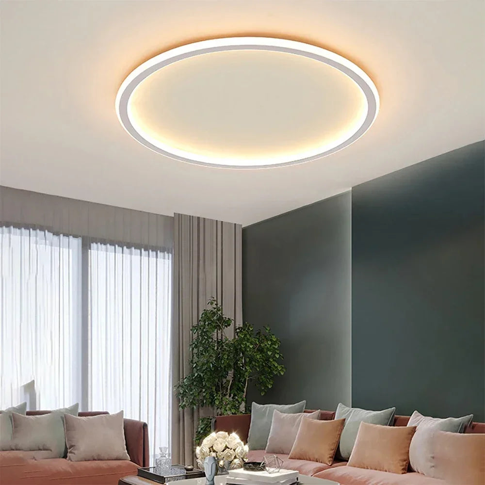 Scandinavian Round Ceiling Lamp for Modern Interiors – Minimalist LED Ceiling Light for Living Room, Bedroom and Hallway