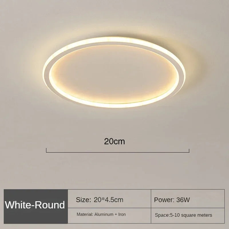 Scandinavian Round Ceiling Lamp for Modern Interiors – Minimalist LED Ceiling Light for Living Room, Bedroom and Hallway