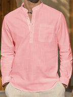 Men’s Linen-Style Shirt for Summer Outfits – Lightweight Button-Up Shirt for Holidays and Everyday Wear