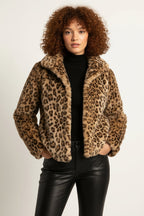 Elena Women's Teddy Jacket in Leopard Print