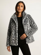 Elena Women's Teddy Jacket in Leopard Print