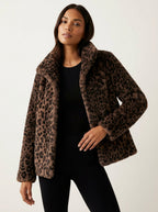 Elena Women's Teddy Jacket in Leopard Print