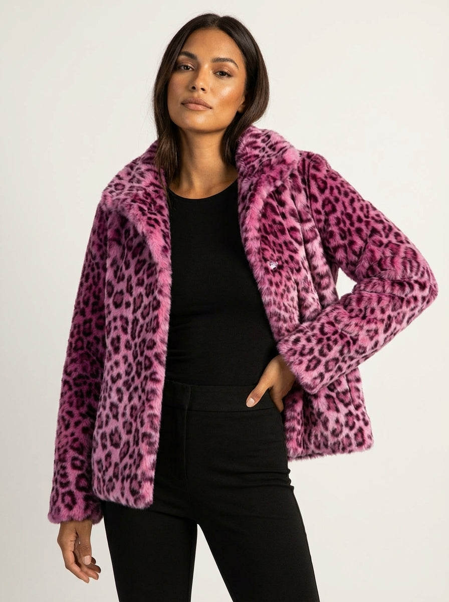 Elena Women's Teddy Jacket in Leopard Print