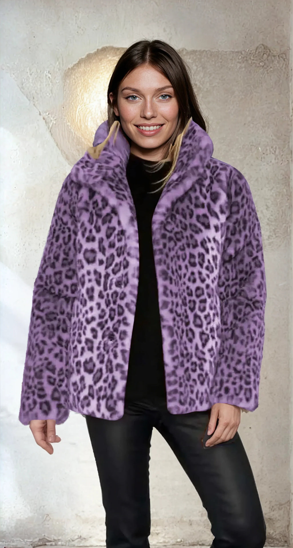 Elena Women's Teddy Jacket in Leopard Print