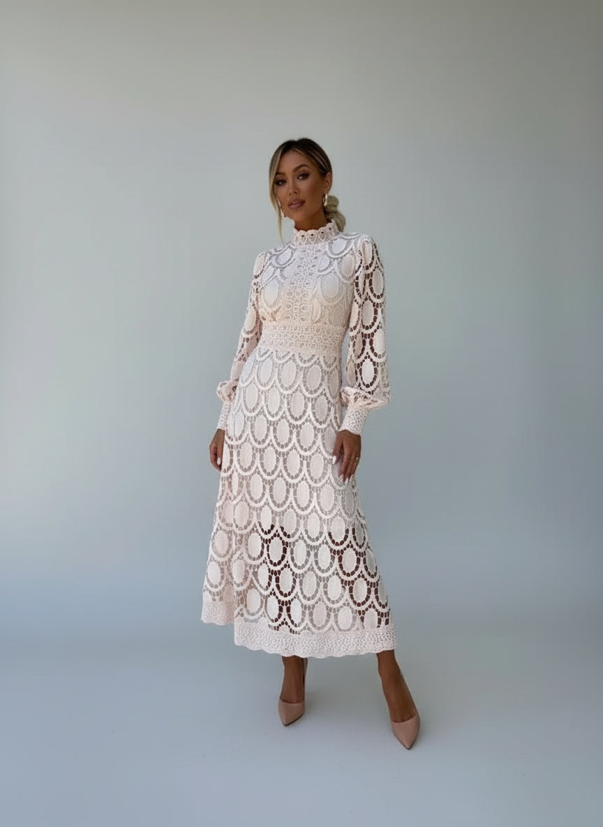 Liora K. – Lace Harmony Midi Gown