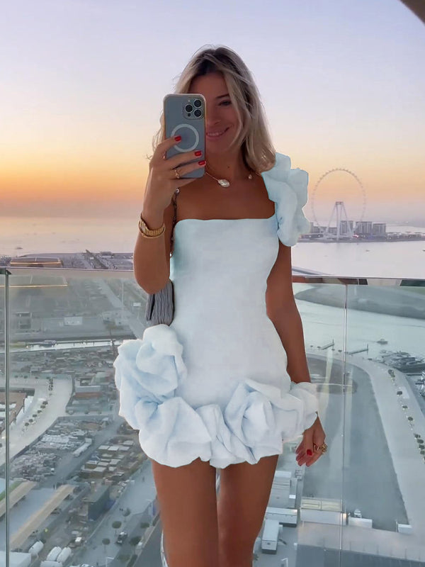 Ayla R. – Tiered Ruffle Mini Dress