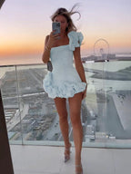 Ayla R. – Tiered Ruffle Mini Dress