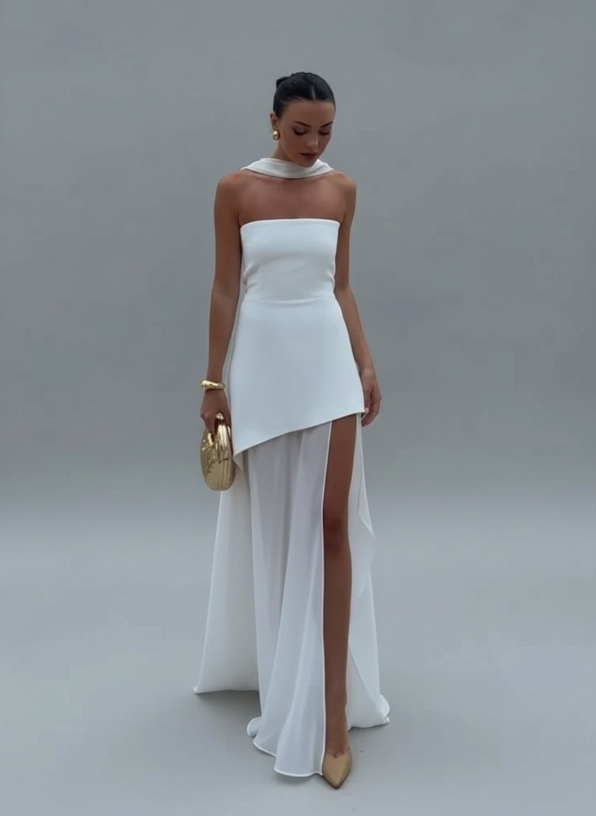 Vera M. – High-Slit Layered Maxi Gown