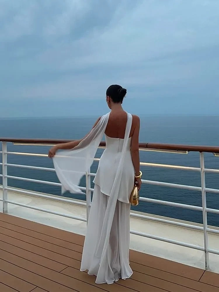 Vera M. – High-Slit Layered Maxi Gown