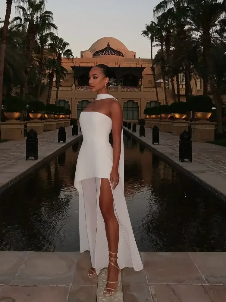 Vera M. – High-Slit Layered Maxi Gown