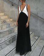 Raina J. – Contrast Elegance Maxi Dress