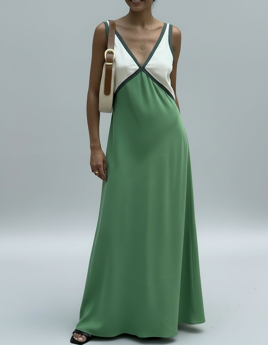 Raina J. – Contrast Elegance Maxi Dress
