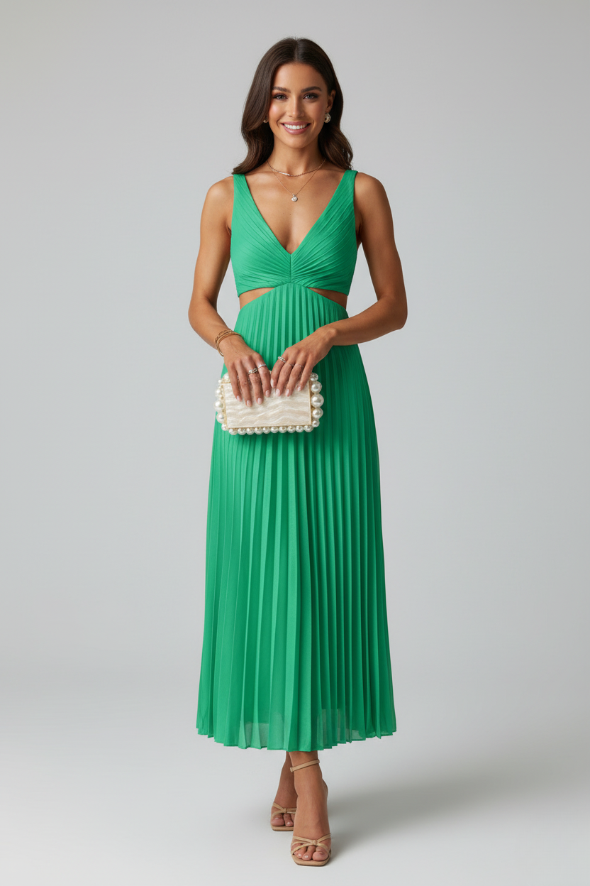 MIRA – Elegant Pleated Midi Dress