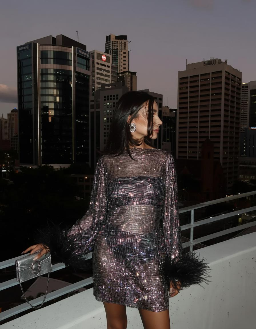 Selene V. – Shimmer Metallic Cocktail Dress