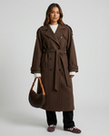 Elena Women's Belted Wool Trench Coat