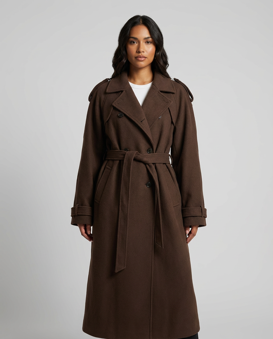 Elena Women's Belted Wool Trench Coat