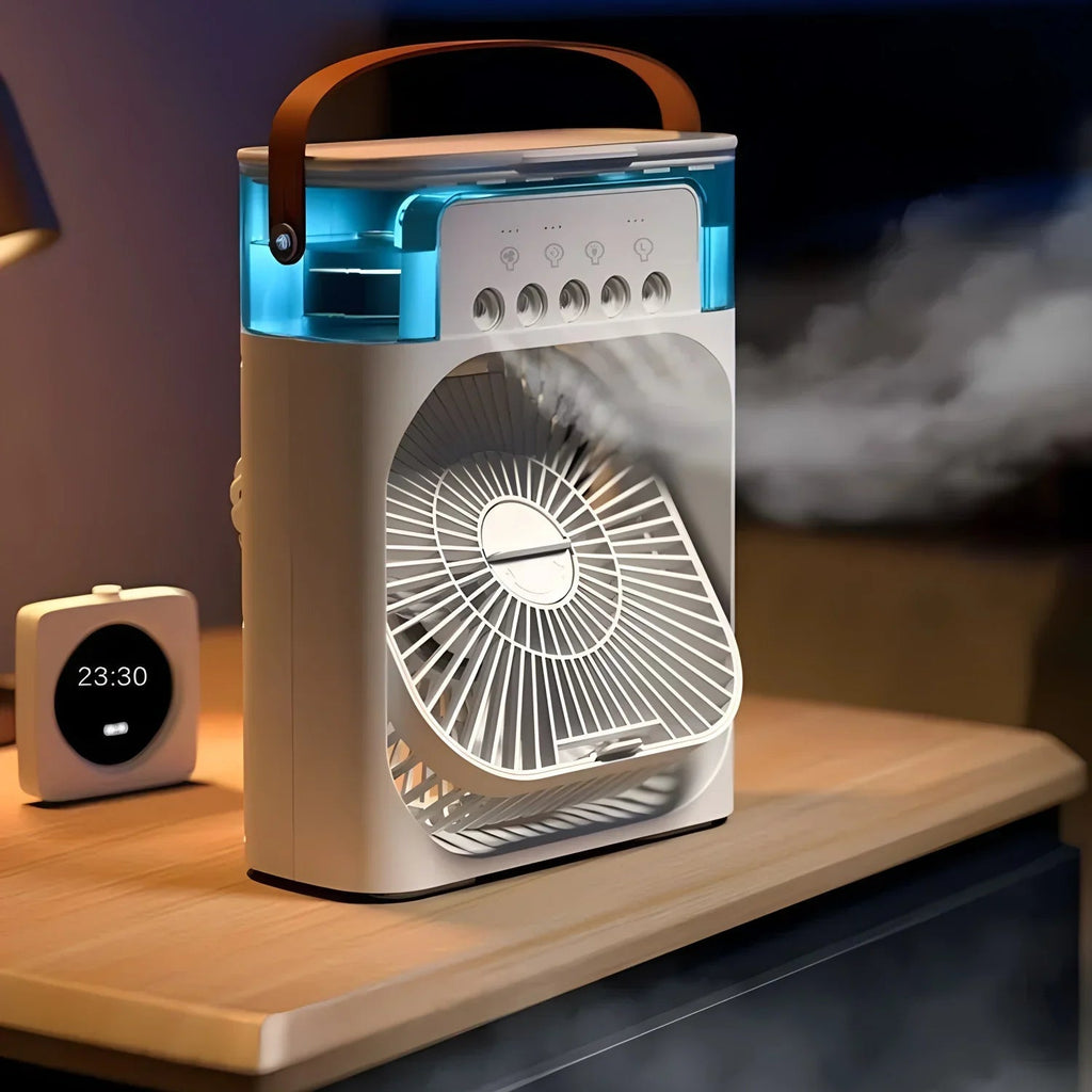 3-in-1 Air Cooling Unit – Fan, Personal Cooler & Humidifier with 7-Color LED Ambient Light