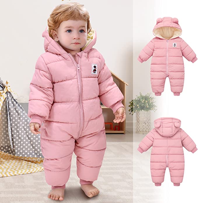 Winter Baby Romper with Bear Ears – Warm One-Piece Outfit for Newborns and Infants in Cold Weather