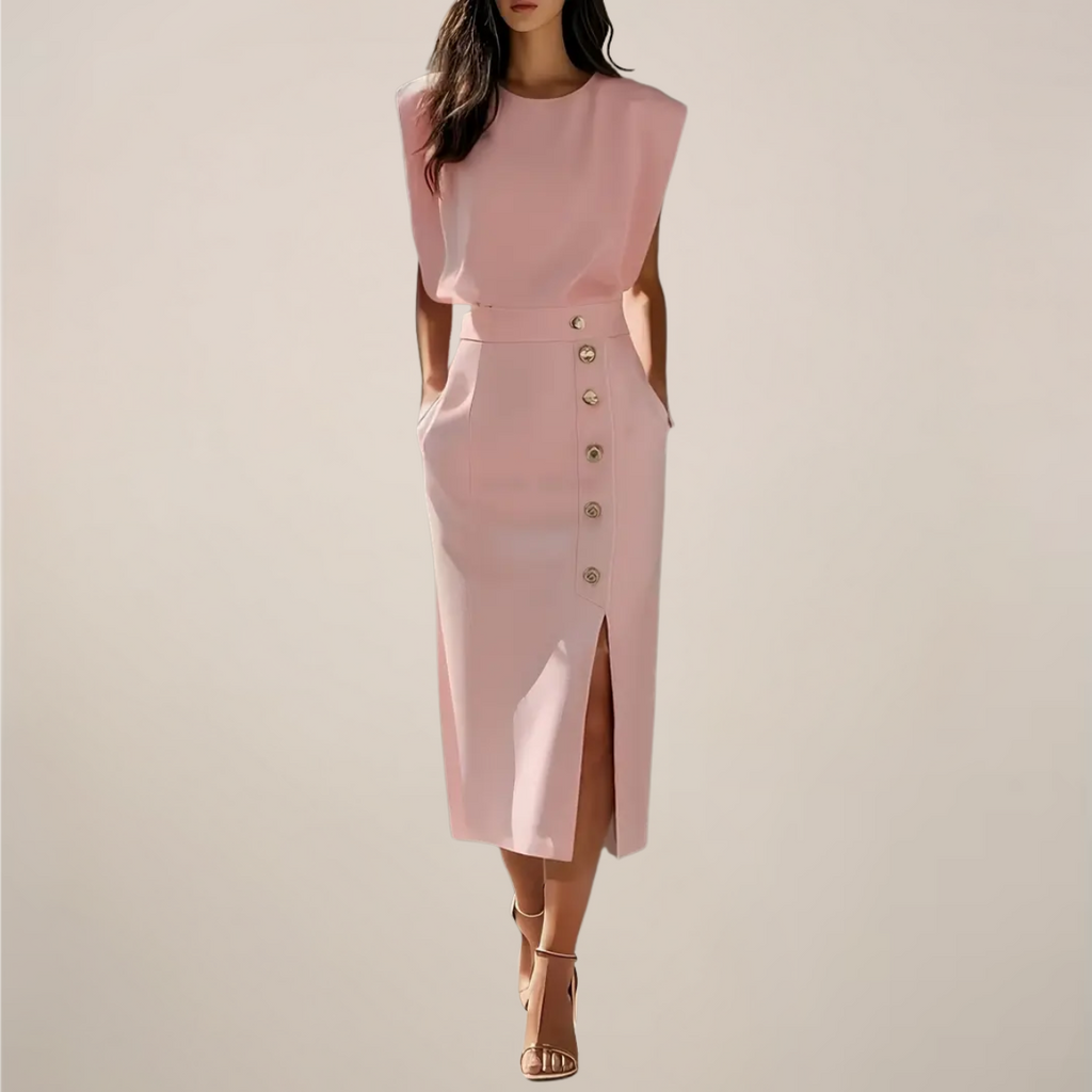 Sabine Rhys. – Button-Accent Sleeveless Midi Dress