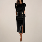 Sabine Rhys. – Button-Accent Sleeveless Midi Dress