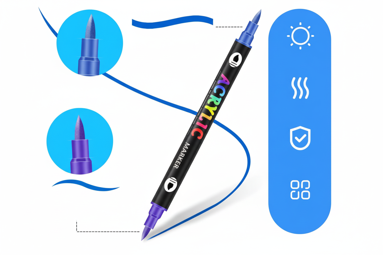 Double-Sided Acrylic Marker Set – 36 Markers, 72 Colours, Fine & Broad Tips, Quick-Dry & Smudge-Free