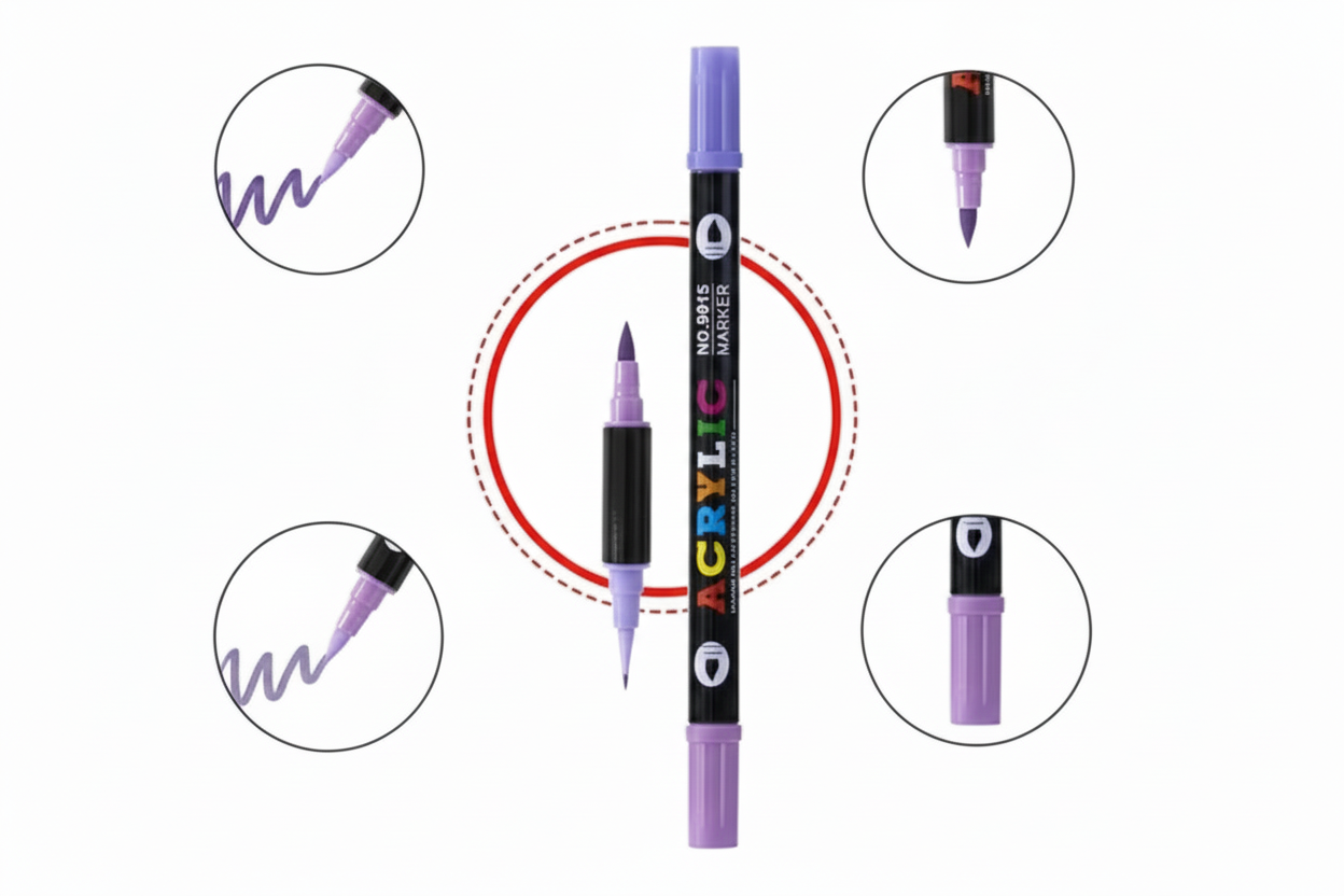 Double-Sided Acrylic Marker Set – 36 Markers, 72 Colours, Fine & Broad Tips, Quick-Dry & Smudge-Free