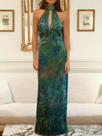 ARLENE – Art-Inspired High-Neck Maxi Dress