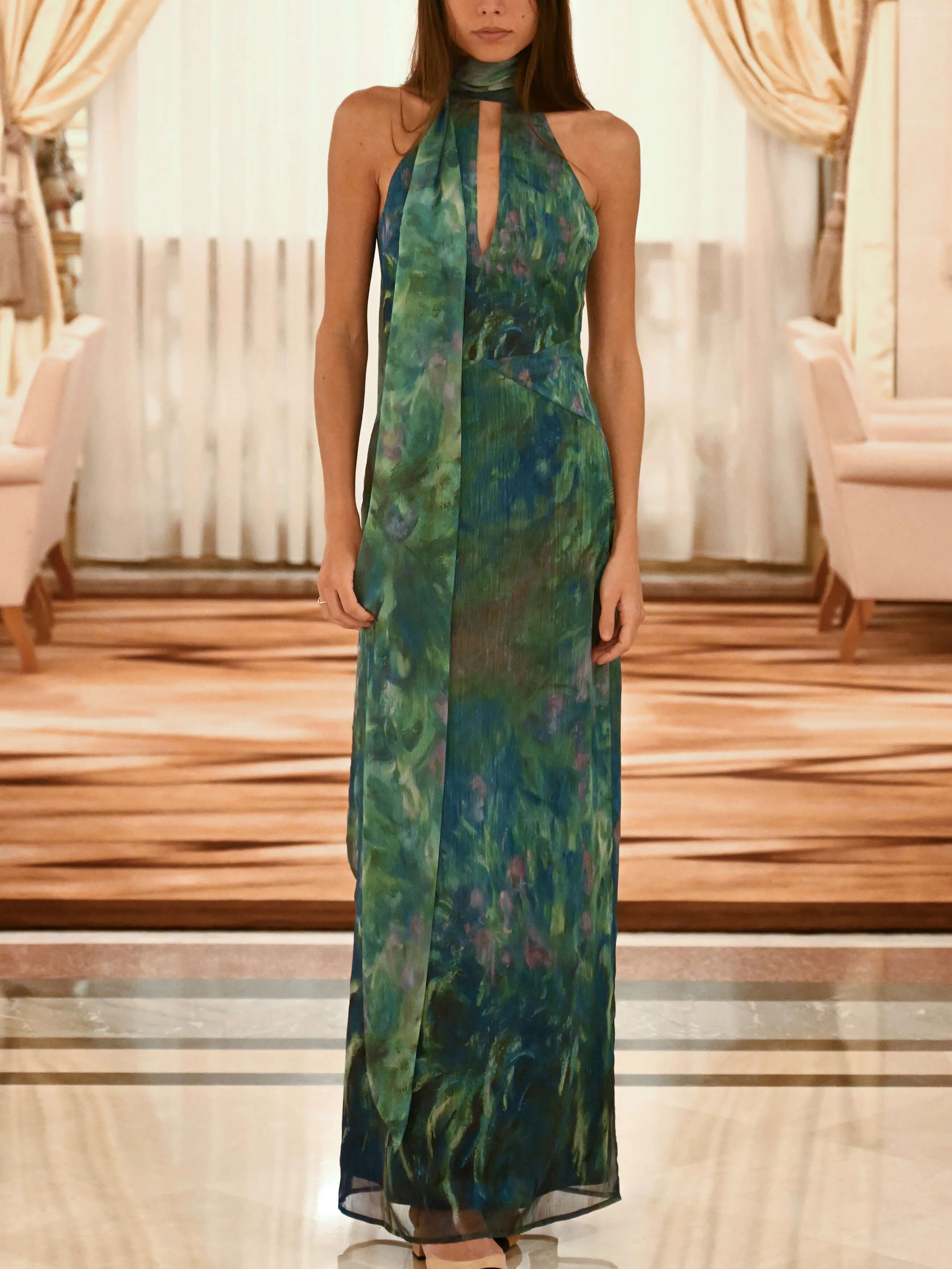 ARLENE – Art-Inspired High-Neck Maxi Dress