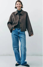 Riley | Autumn – Oversized Short Coat with Wool-Like Texture