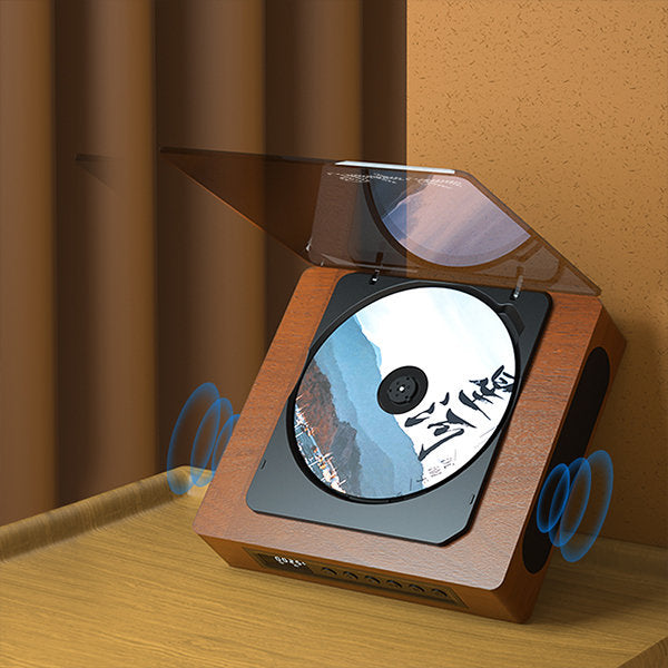 Vintage Bluetooth CD Player – Retro Design with USB-C, FM Radio & LCD Display | Compact Wireless Music System for Home