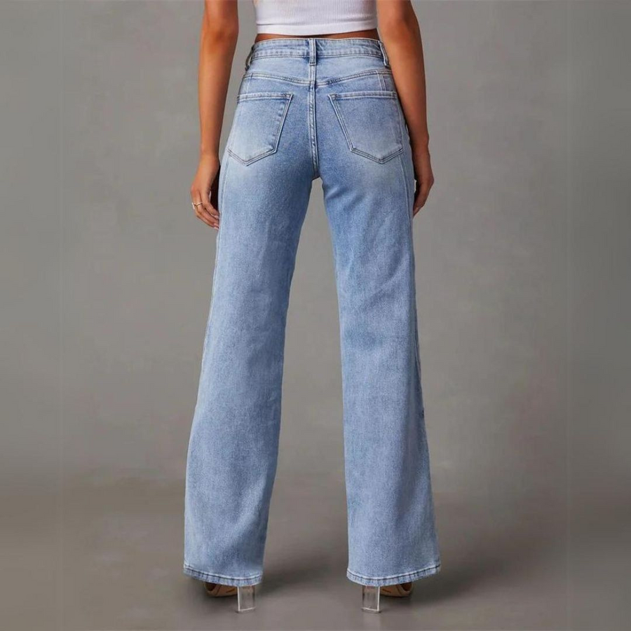Light Blue Wide Leg Jeans for Women – Contemporary Fit Denim Pants for Casual Wear and Everyday Style