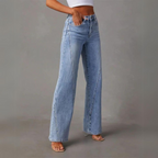 Light Blue Wide Leg Jeans for Women – Contemporary Fit Denim Pants for Casual Wear and Everyday Style