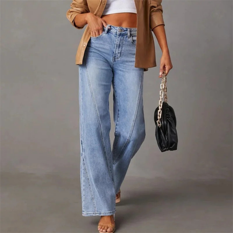 Light Blue Wide Leg Jeans for Women – Contemporary Fit Denim Pants for Casual Wear and Everyday Style