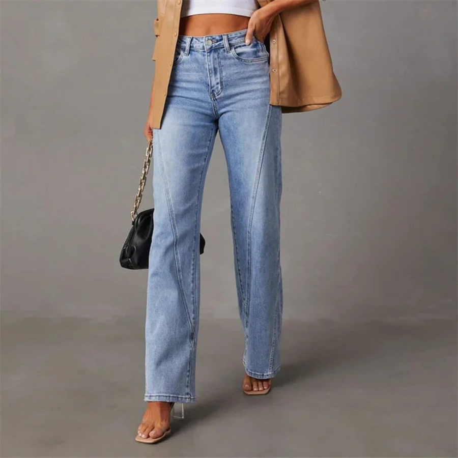 Light Blue Wide Leg Jeans for Women – Contemporary Fit Denim Pants for Casual Wear and Everyday Style