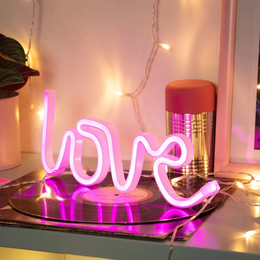 Neon Wall Light with Romantic Lettering – LED Decorative Sign for Bedroom, Living Room and Special Occasions