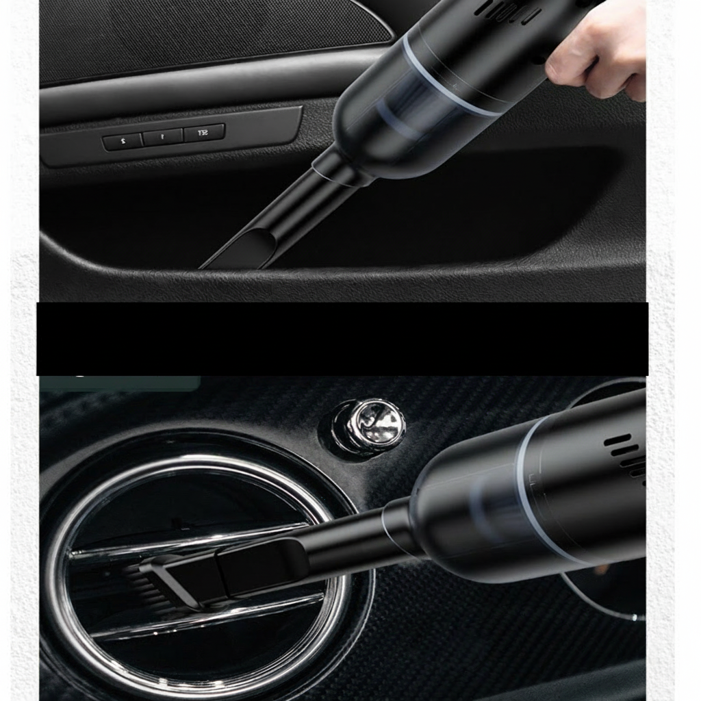 Portable Car Vacuum Cleaner – Lightweight, Cordless & Powerful Suction | Soft Noise Operation for Home & Vehicle Cleaning