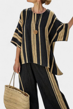 Calden | Cozy Oversized Striped Tee & Easygoing Linen Trousers