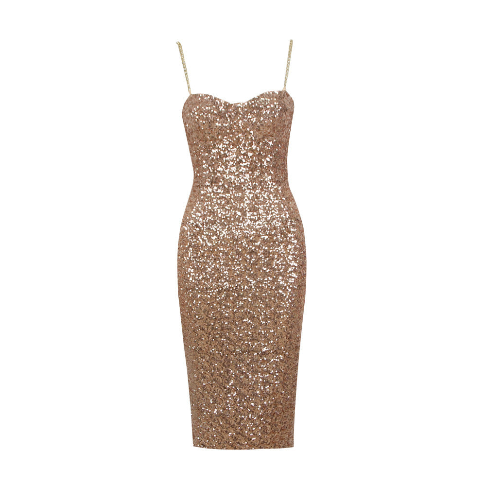 Adele | Glossy Midi Dress with Zipper Detail