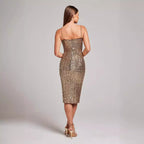 Adele | Glossy Midi Dress with Zipper Detail