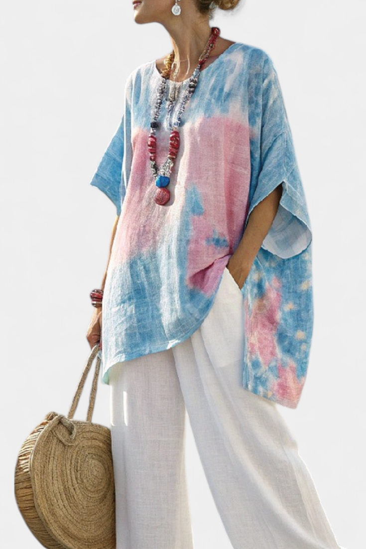 Vantrel | Cozy Linen Top & Striped Bamboo Trousers