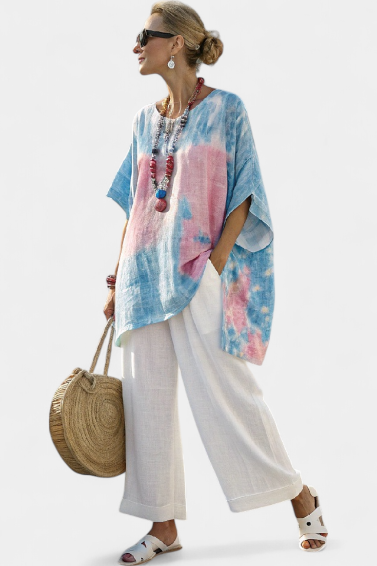 Vantrel | Cozy Linen Top & Striped Bamboo Trousers