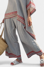 Daelric | Elegant Asymmetrical Blouse with Ethnic-Inspired Wide-Leg Pants