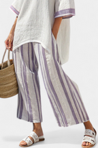 Luxmere | Cozy Relaxed Blouse with Striped Bamboo Trousers