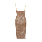 Adele | Glossy Midi Dress with Zipper Detail