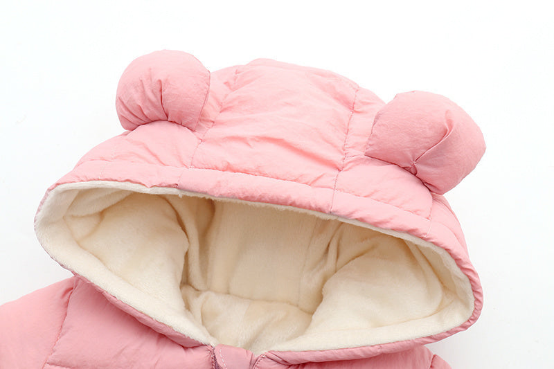 Winter Baby Romper with Bear Ears – Warm One-Piece Outfit for Newborns and Infants in Cold Weather