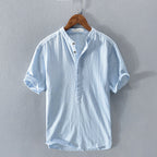 Men’s Linen-Style Button-Up Shirt for Summer Wear – Lightweight Casual Shirt for Holidays, Work and Everyday Outfits