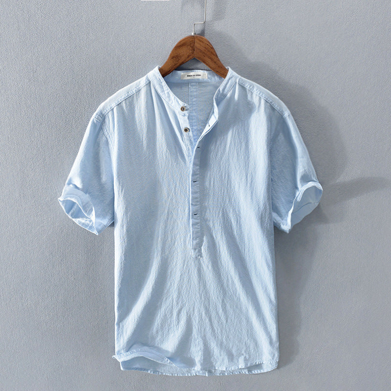 Men’s Linen-Style Button-Up Shirt for Summer Wear – Lightweight Casual Shirt for Holidays, Work and Everyday Outfits